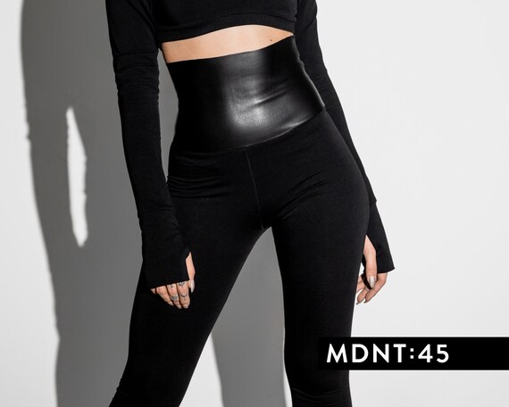 High Waist Corset Leggings With Leather Polyester Corse Belt