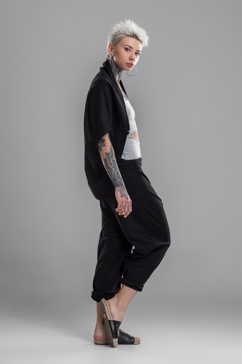 A0295 gothic crop top Oversized bomber jacket cyberpunk rock clothing women cape coat black bolero shrug loose cardigan