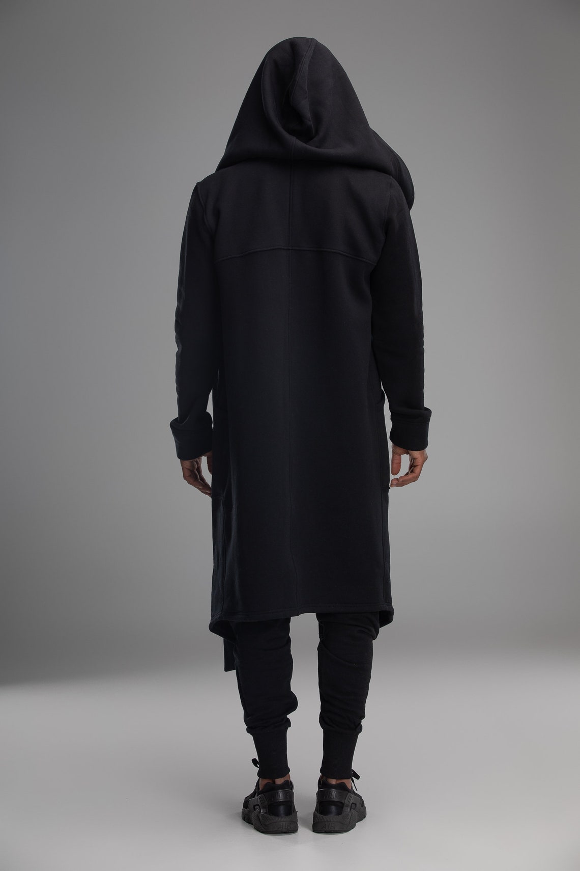 Black cloak with hood cyberpunk oversized hoodie cosplay Etsy