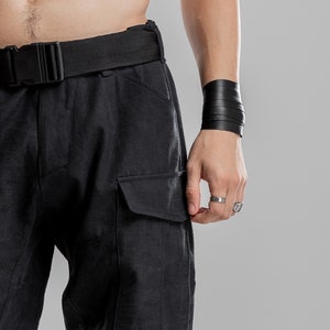 Schwarze Cargohose, futuristische Techwear Hose, Herrenhose, Gothic Hose, Rave Hose, Gothic Herren Hose, A0313 Bild 7