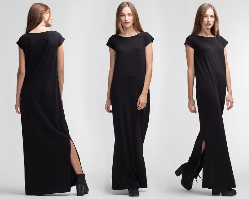 black loose maxi dress