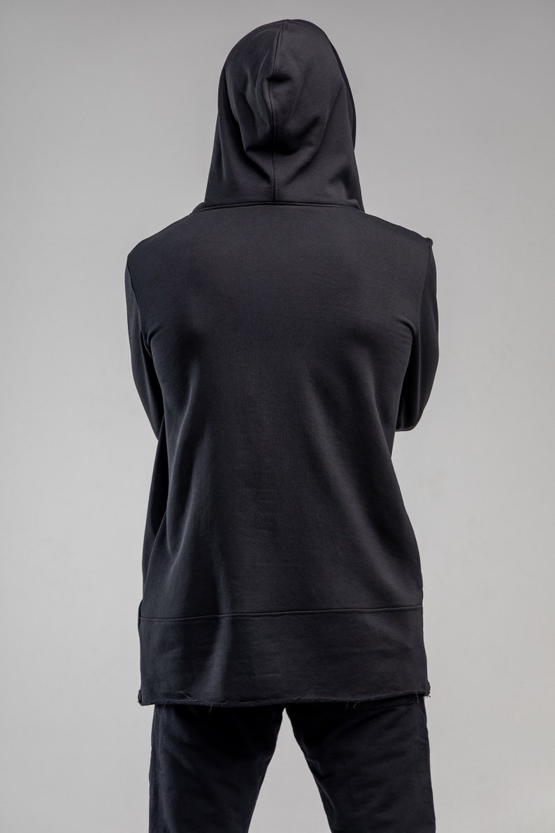 Geometric Black Hoodie Hooded Asymmetric Cyber Goth Men - Etsy