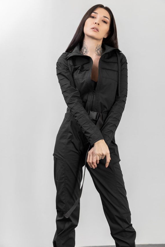 Black Linen Blend Tuxedo Jumpsuit - Women's Summer Event Outfits