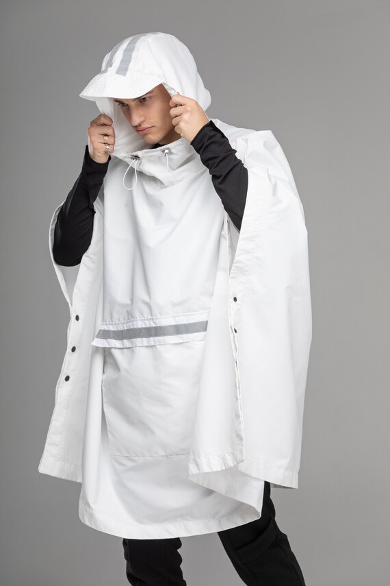 white rain jacket