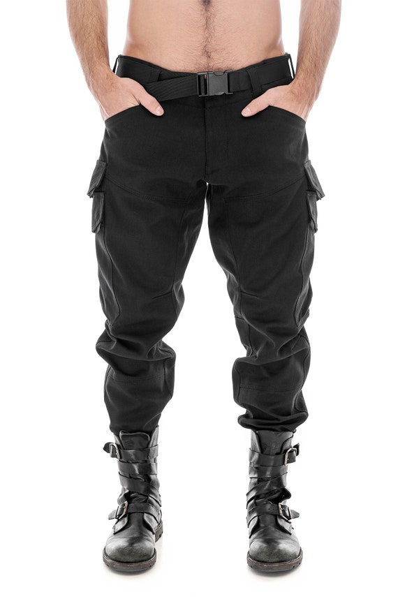 Black Cargo Pants Men Baggy Techwear Pants Streetwear Linen - Etsy