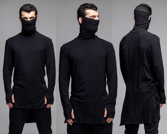 black turtleneck hoodie