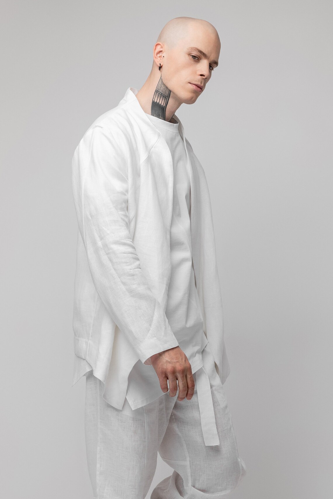 White linen jacket mens futuristic cardigan sci-fi classic | Etsy