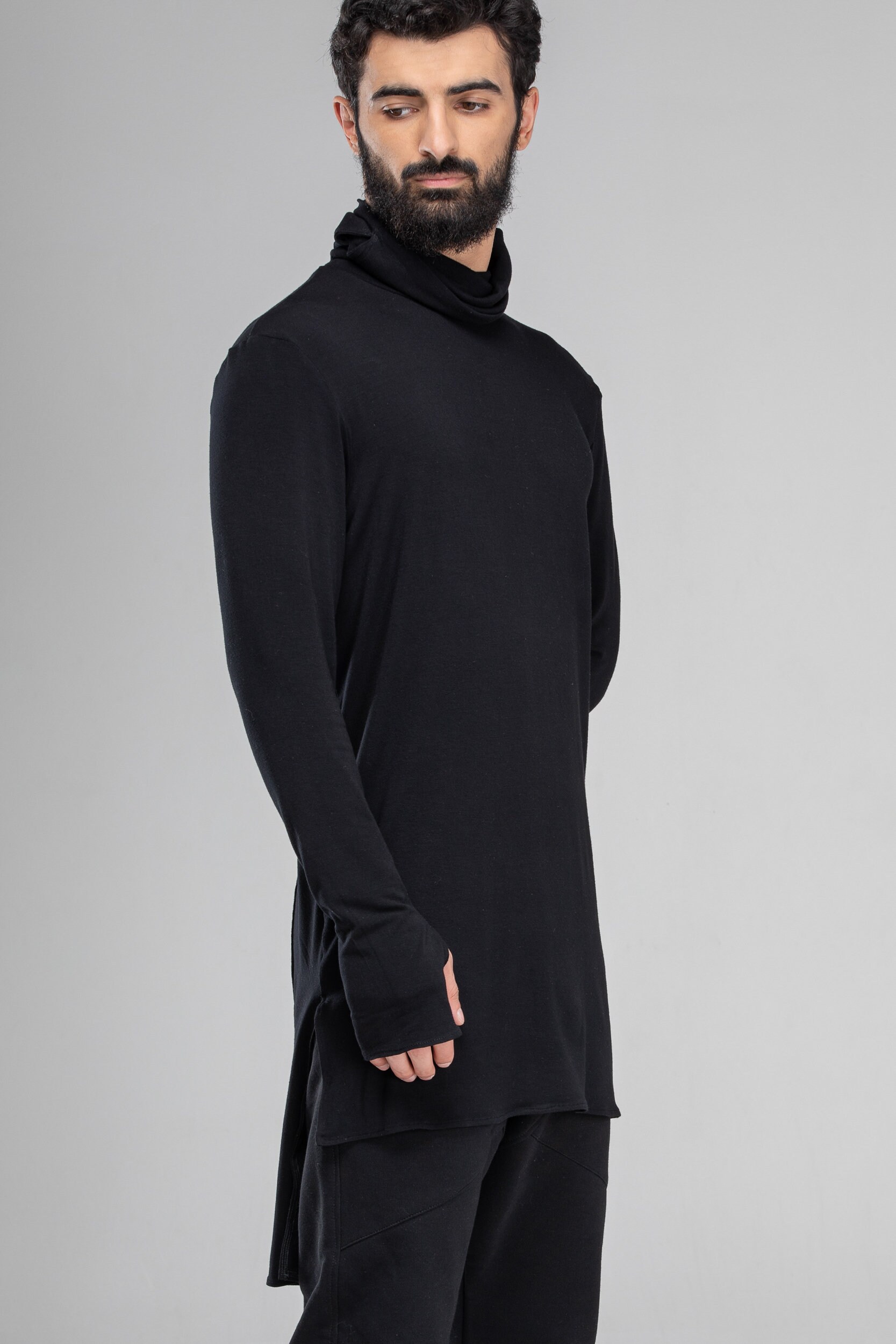 Men Turtleneck Sweater Long Sleeve Rave Shirt Thumbhole - Etsy