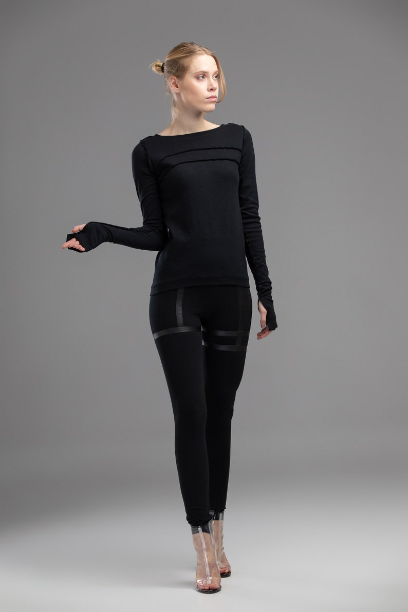 Black women leggings tight slim fit pants stylish modern