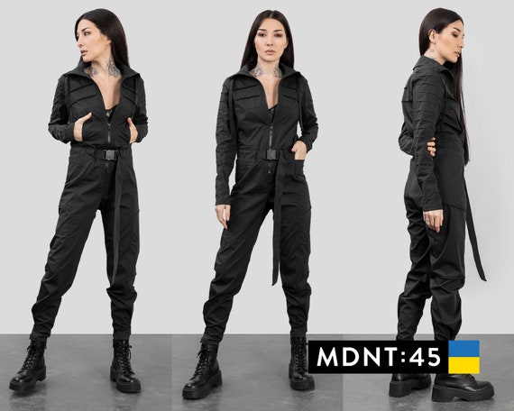 Techwear Womens Jumpsuit Futuristic Costume Cosplay Black 