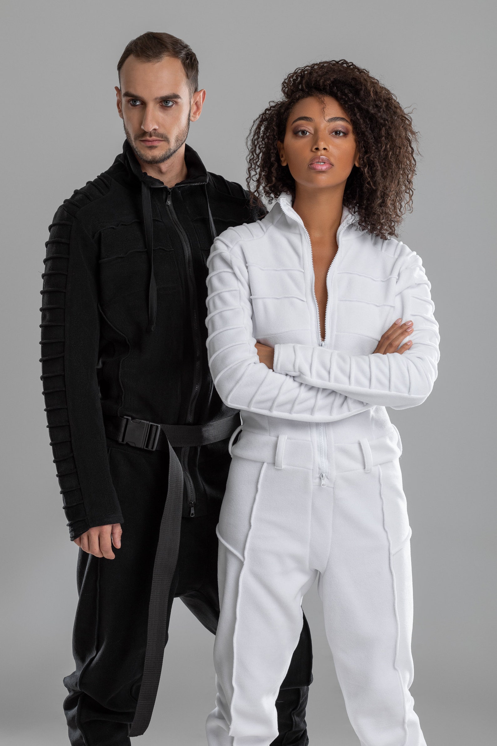 Women white jumpsuit mechanic pilot overalls futuristic Etsy