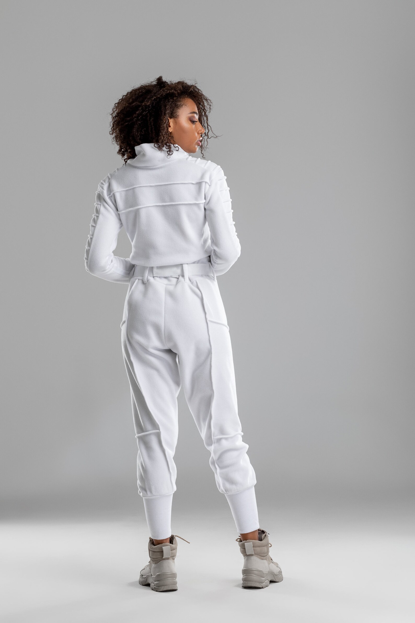 Women white jumpsuit mechanic pilot overalls futuristic Etsy