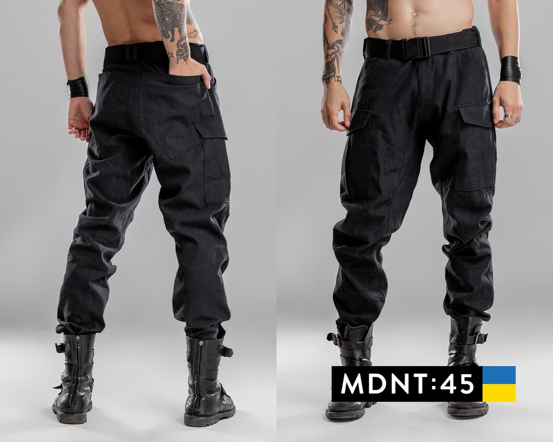 Black Cargo Pants Futuristic Techwear Pants for Men - Etsy
