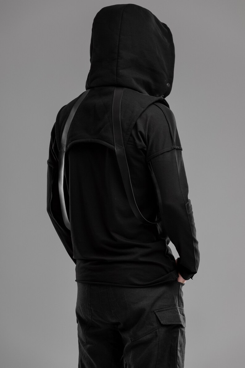 Black Cowl Hood Futuristic Snood Hood Mens Scarf Hood Etsy