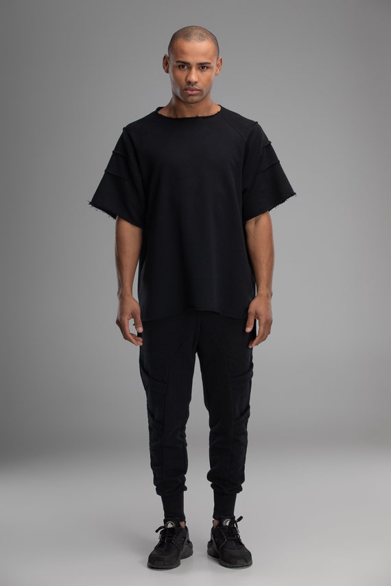 udslettelse syv med uret Geometric Oversized T Shirt Men Black Asymmetric Top Cotton - Etsy