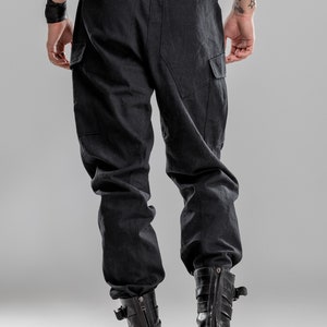 Black Cargo Pants, Futuristic Techwear Pants for Men, Streetwear Cotton ...