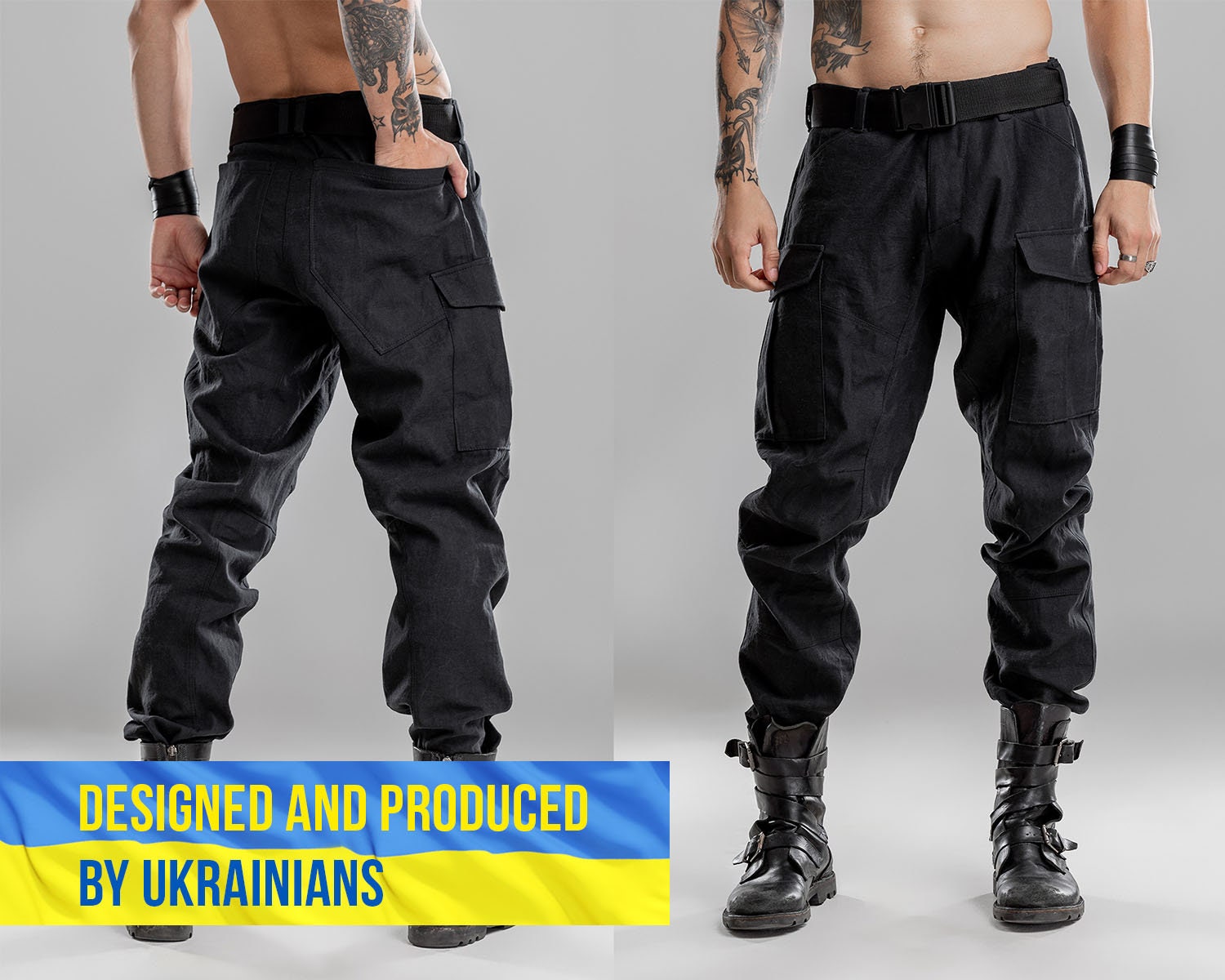 Black Cargo Pants Futuristic Techwear 