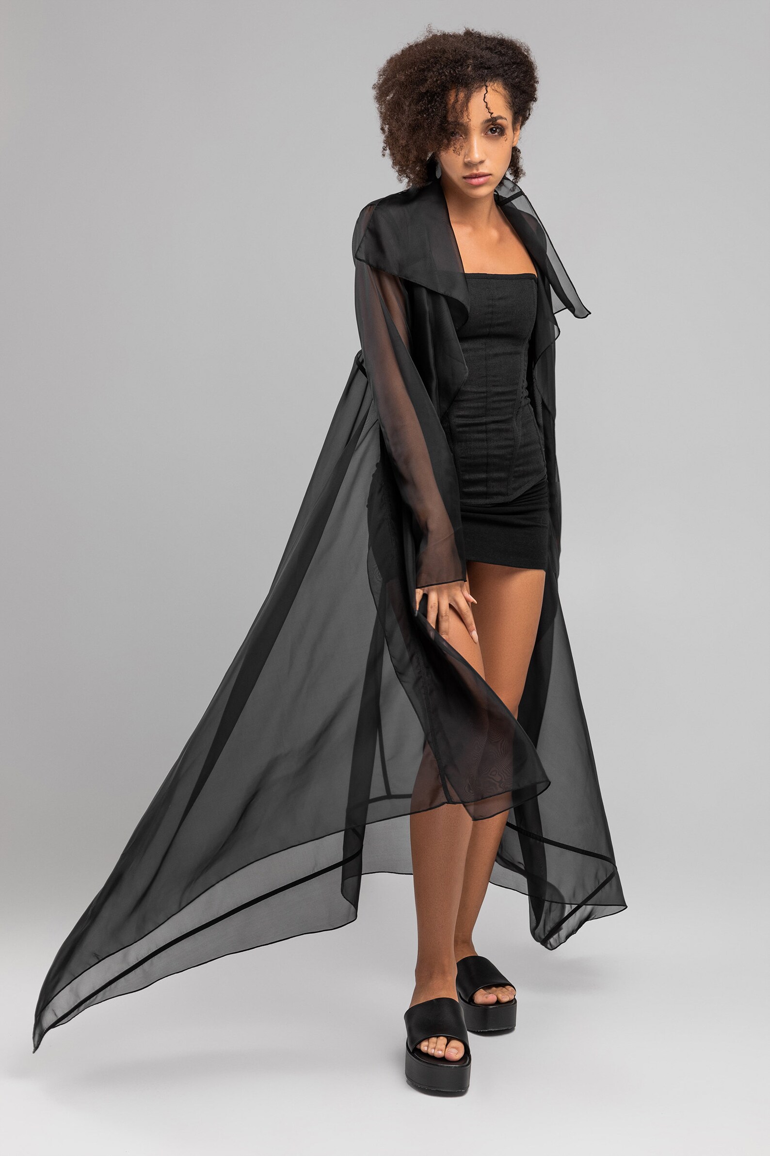 Women Sheer Cardigan Mesh Kimono Jacket Futuristic Cyber Etsy