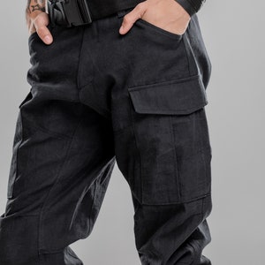 Schwarze Cargohose, futuristische Techwear Hose, Herrenhose, Gothic Hose, Rave Hose, Gothic Herren Hose, A0313 Bild 5