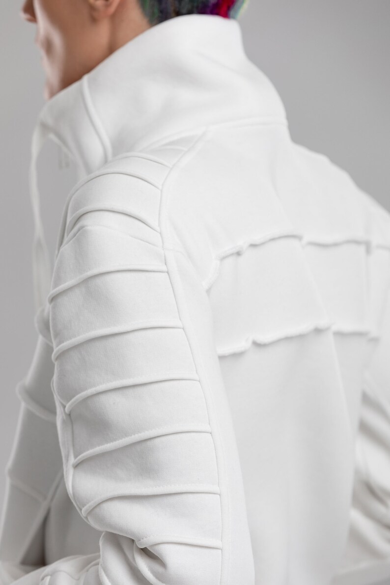 Futuristic white jumpsuit turtleneck overalls women sci-fi image 8