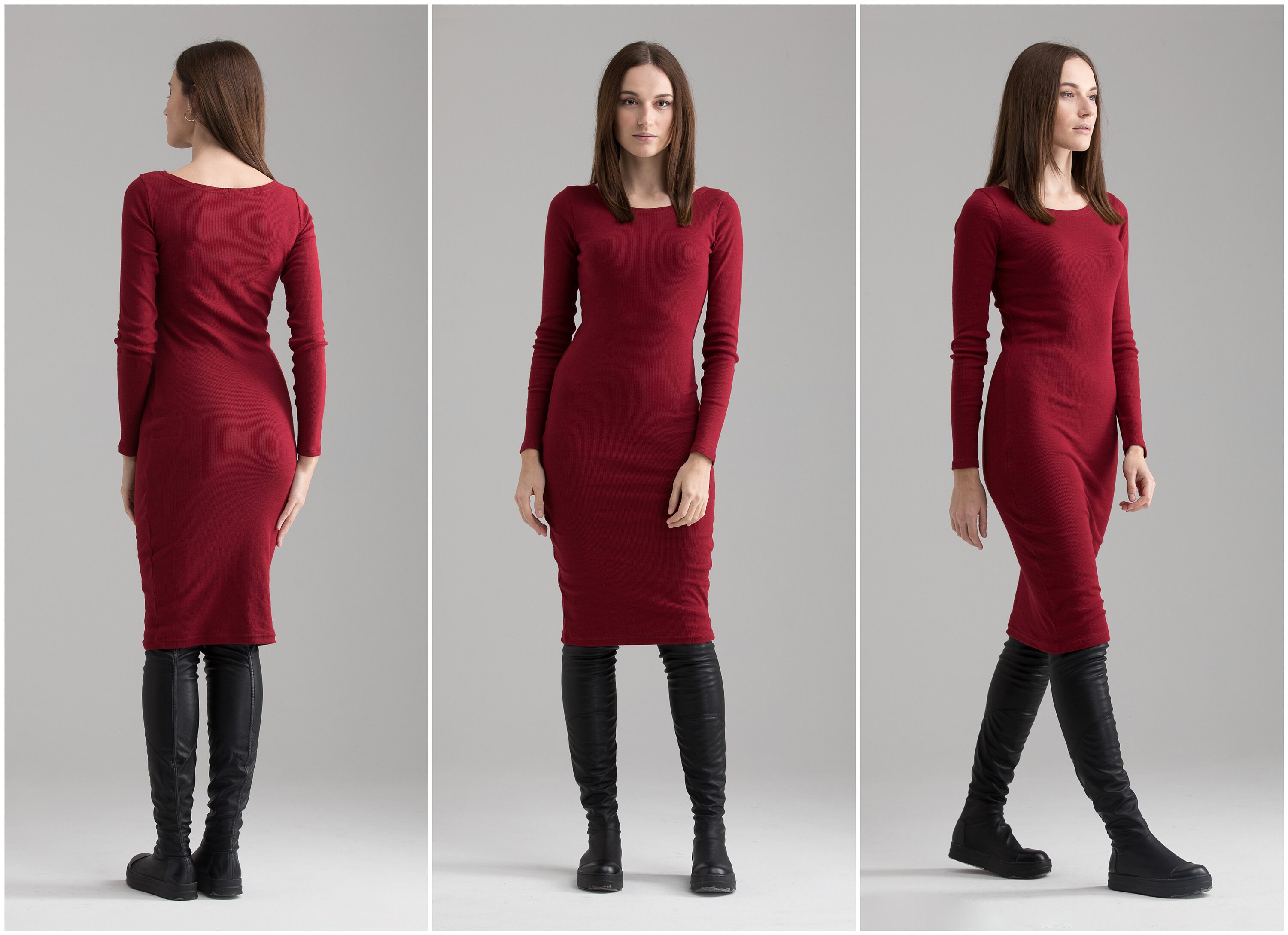 red tight fitted dress