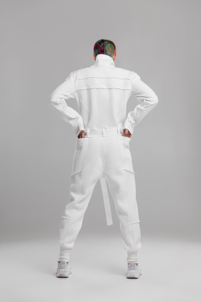 Futuristic white jumpsuit turtleneck overalls women sci-fi image 6