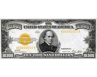 AMAZING Replica 1928 - 10,000 GOLD CERTIFICATE Bank Note Copy