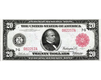 AMAZING Replica 1914 - 20 (Red Seal) Federal Reserve Bank Note Copy