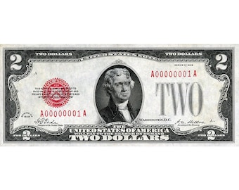 AMAZING Replica 1928 - 2 Dollars Legal Tender Bank Note Copy (Red Seal)