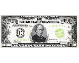Replica First 10,000 Ten Thousand Dollar Note 1934 "Green Back" Bank Note Copy