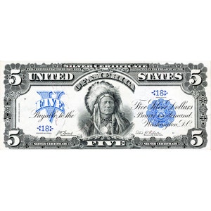 Replik 5 Dollar fünf Silber-Dollar 1899 "Indian Chief" Banknote Kopie