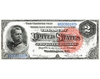 Replica 2 Two Silver Dollars 1886 Bank Note Copy