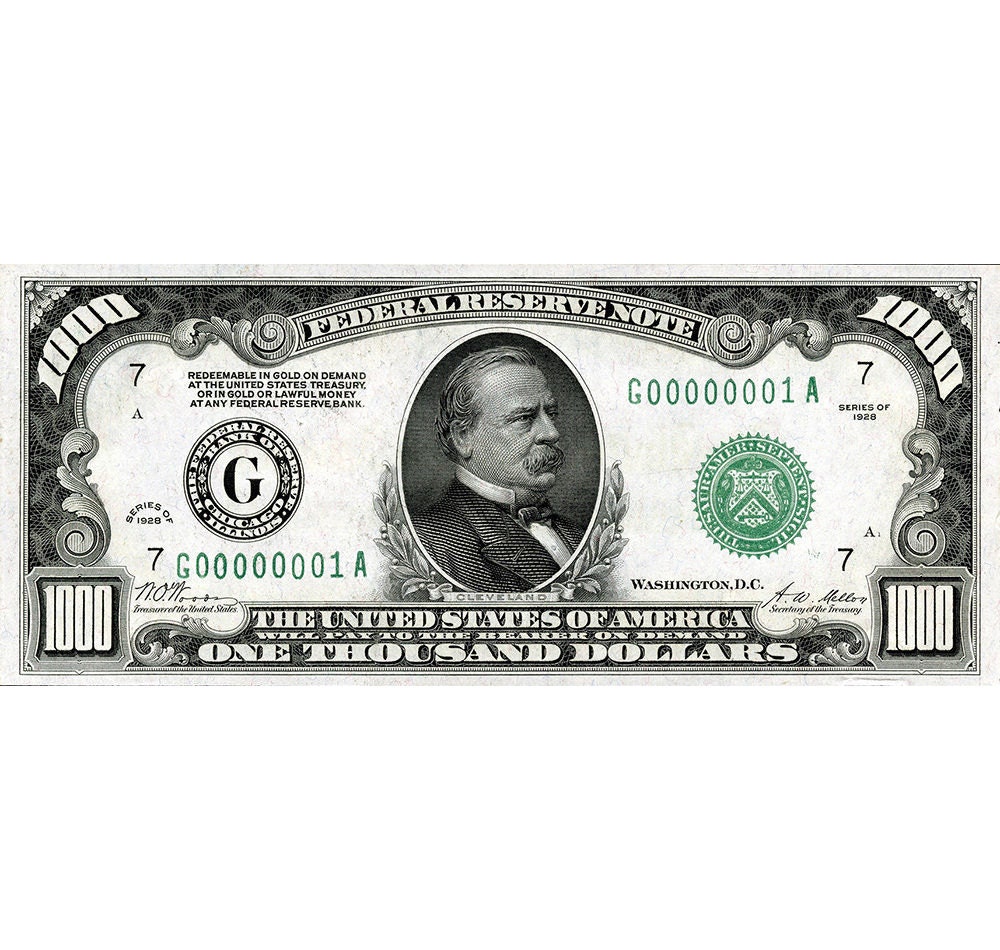 1,000 Dollar Bill - Etsy Australia