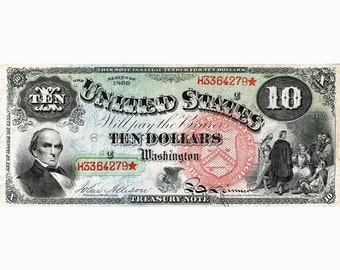 AMAZING Replica 10 Ten Dollar 1869 "Treasury Note" Bank Note Copy