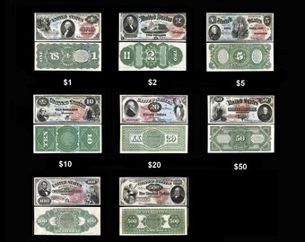 AMAZING Replica 1869 Series US "Treasury Notes" Bank Note SET