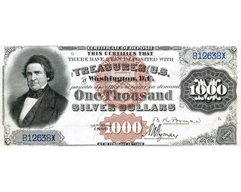 AMAZING Replica 1000 Silver Certificate 1880 Bank Note Copy