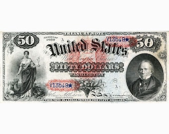 AMAZING Replica 50 Fifty Dollar 1869 "Treasury Note" Bank Note Copy