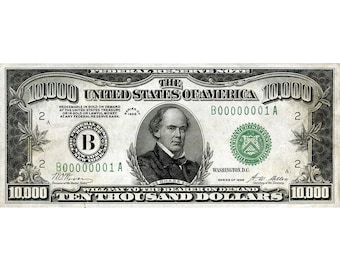 Replica 10,000 Dollar Note 1928 "Green Back" Bank Note Copy