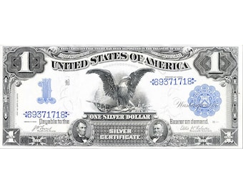 AMAZING Replica 1 One Silver Dollars 1899 "Black Eagle" Bank Note Copy