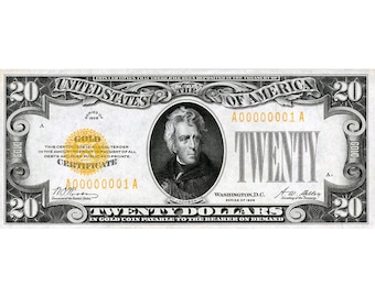 AMAZING Replica 1928 - 20 GOLD CERTIFICATE Bank Note Copy