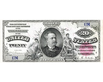 Replica 20 Twenty Silver Dollars 1891 Bank Note Copy