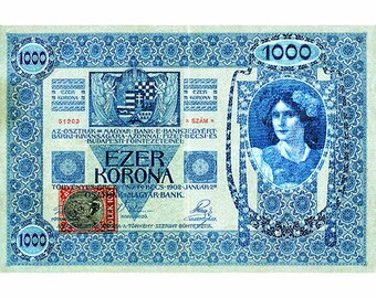AMAZING  1919 Republic of Czechoslovakia 1000 Kronen Bank Note Copy