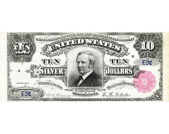 Replica 10 Ten Silver Dollars 1891 Bank Note Copy