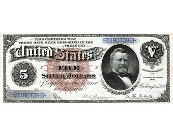 EXCLUSIVE Replica 5 Five Silver Dollars 1886 Bank Note Copy