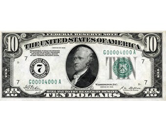 AMAZING Replica 1928 - 10 Federal Reserve Bank Note Copy