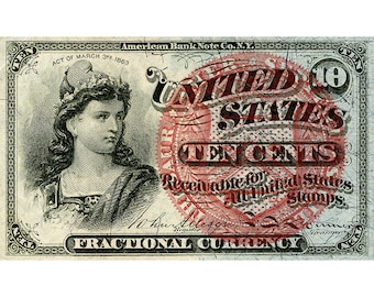 AMAZING Replica United States 10c Fractional Currency Bank Note Copy