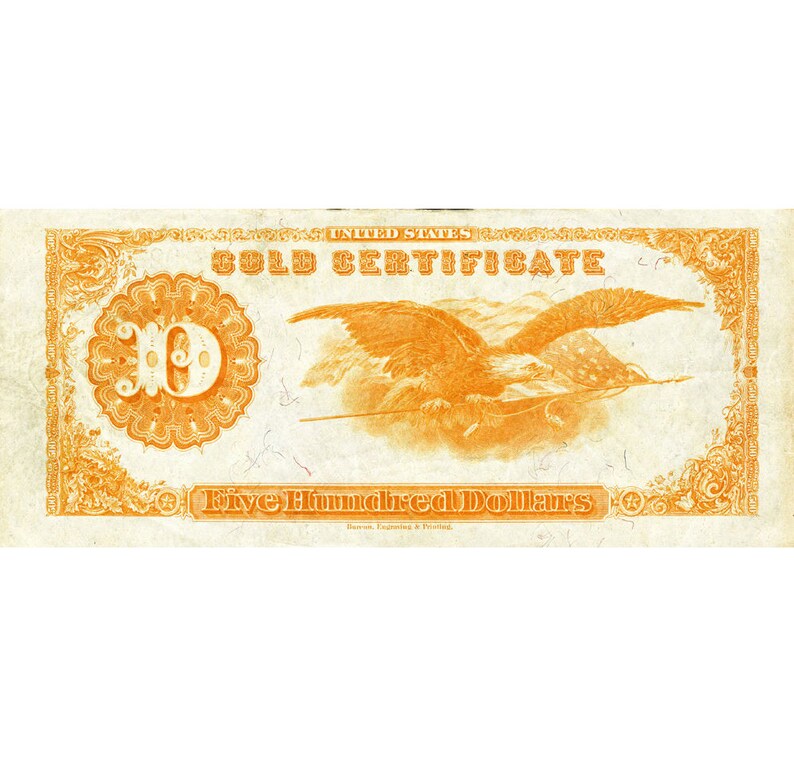 Replica 500 Dollar Gold Certificate 1882 Lincoln Bank Note Copy Etsy
