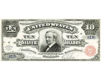 Replica 10 Ten Silver Dollars 1886 Bank Note Copy