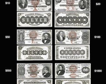 AMAZING Replica 1880 Silver Certicate Bank Note Set