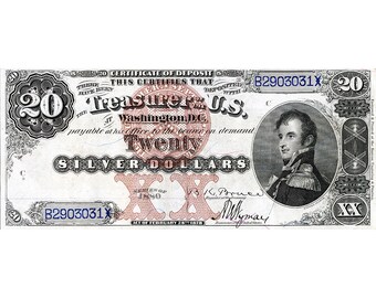 Replica 20 Silver Certificate 1880 Bank Note Copy